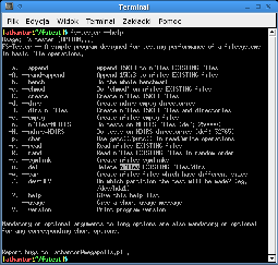 Help displayed by FS-Tester